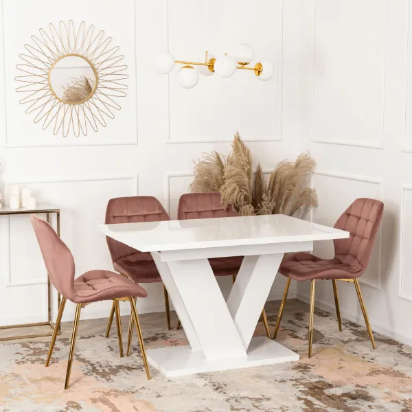 JAKS Jedálenský stôl Clark 120 cm biely gloss glamour