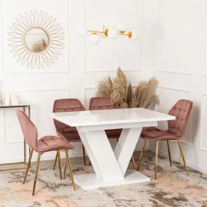 JAKS Jedálenský stôl Clark 120 cm biely gloss glamour
