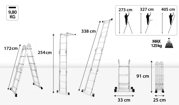 JAKS Kĺbový hliníkový rebrík 4 x 3 priečky