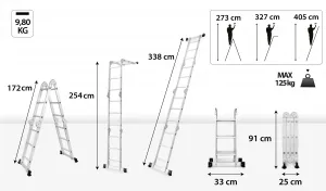 JAKS Kĺbový hliníkový rebrík 4 x 3 priečky