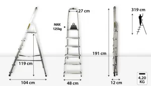 JAKS Domáci hliníkový rebrík 6 priečok D6