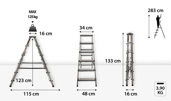 JAKS Obojstranný schodíkový rebrík 2 x 6 priečok DD6