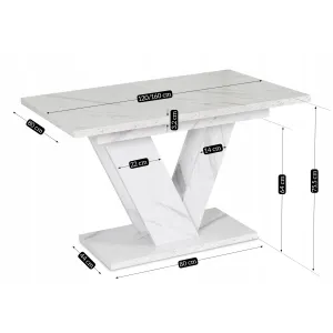 JAKS Jedálenský stôl Clark 120 cm biely mramor glamour