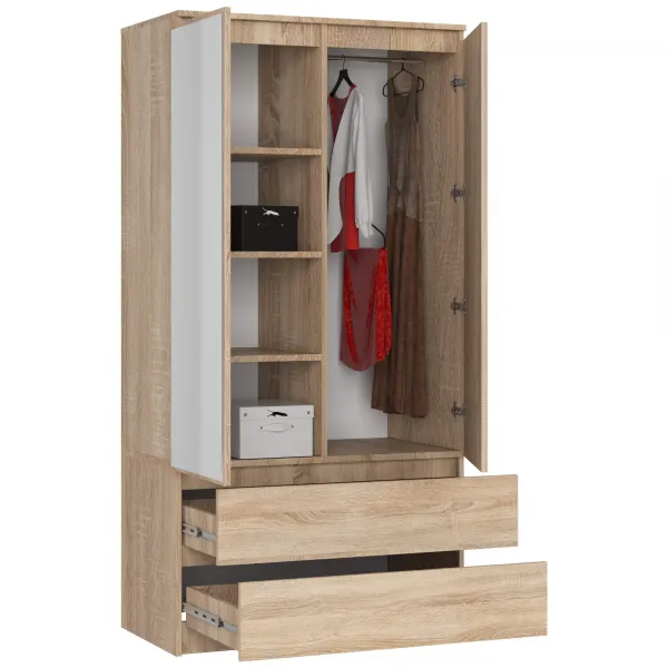 Ak furniture Šatníková skriňa Star so zrkadlom 90 cm dub sonoma