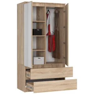 Ak furniture Šatníková skriňa Star so zrkadlom 90 cm dub sonoma