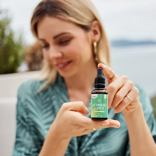 Essentials Vitamín D3 kvapky, 5000 IU vysoká dávka – Vegetariánske, 2000 kvapiek, 60ml