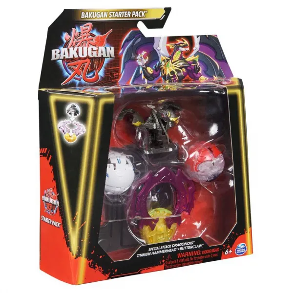 Bakugan Starter Set Special Attack S6 Dragonoid, Titanium Hammerhead, Butterclaw