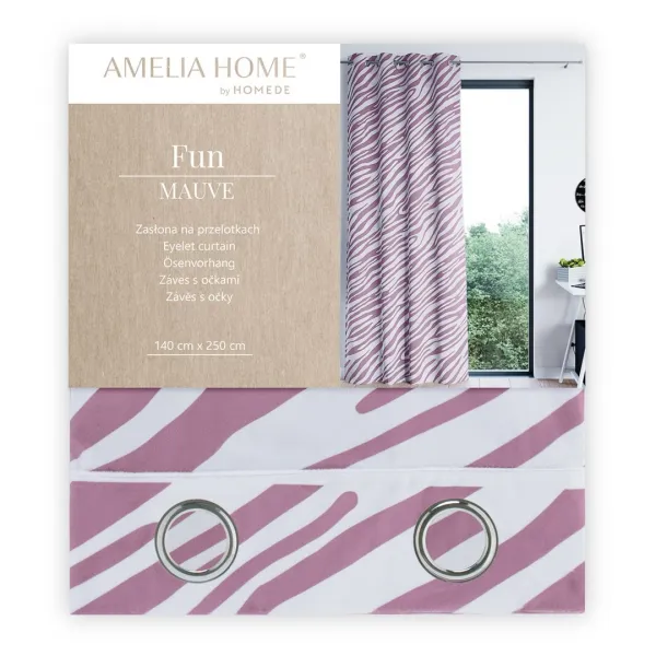 Záves AmeliaHome Fun s priechodkami 140x250 fialový/biely