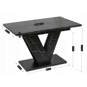 JAKS Jedálenský stôl Clark 120 cm čierny mramor glamour