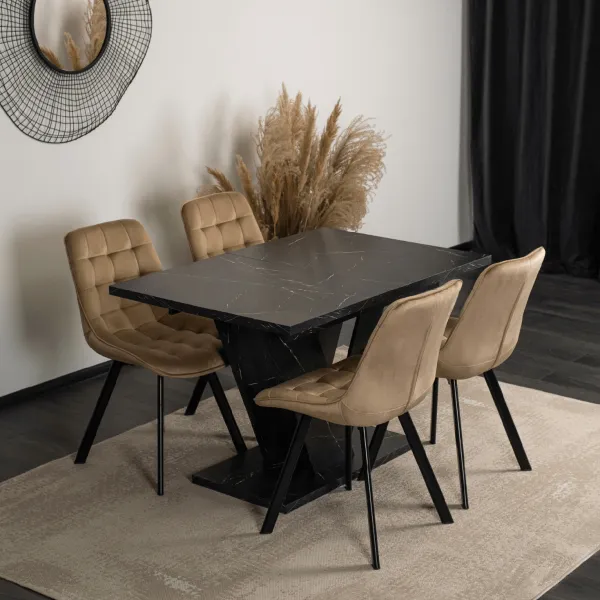 JAKS Jedálenský stôl Clark 120 cm čierny mramor glamour