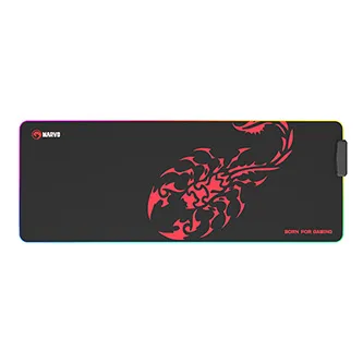 RGB Podložka pod myš MG011, SCORP XL, černá, 800 x 300 mm, 4 mm, Marvo, USB Hub