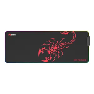 RGB Podložka pod myš MG011, SCORP XL, černá, 800 x 300 mm, 4 mm, Marvo, USB Hub