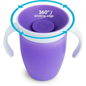 Munchkin Juniorský netečúci hrnček otočný s uškami 207 ml fialový
