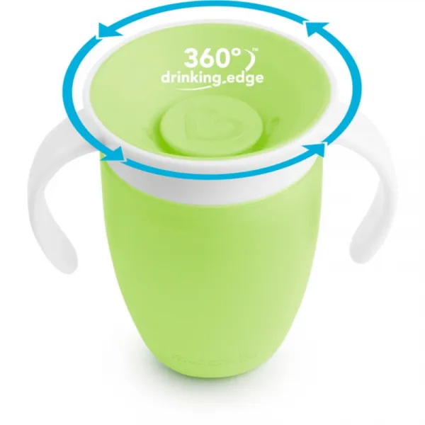 Munchkin Juniorský netečúci hrnček otočný s uškami 207 ml zelený