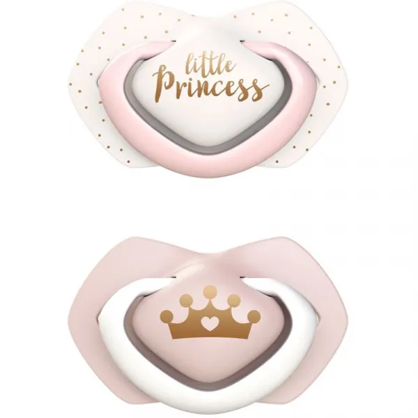 Canpol babies Set symetrických silikónových cumlíkov Light touch 0 - 6 m Royal Baby ružový