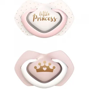 Canpol babies Set symetrických silikónových cumlíkov Light touch 0 - 6 m Royal Baby ružový