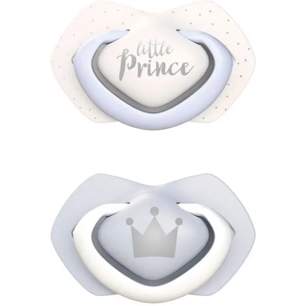 Canpol babies Set symetrických silikónových cumlíkov Light touch 0 - 6 m Royal Baby modrý