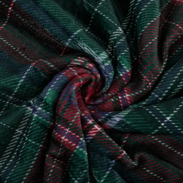 Obojstranná baránková deka, zelená/vzor káro, 150x200, KALIDE