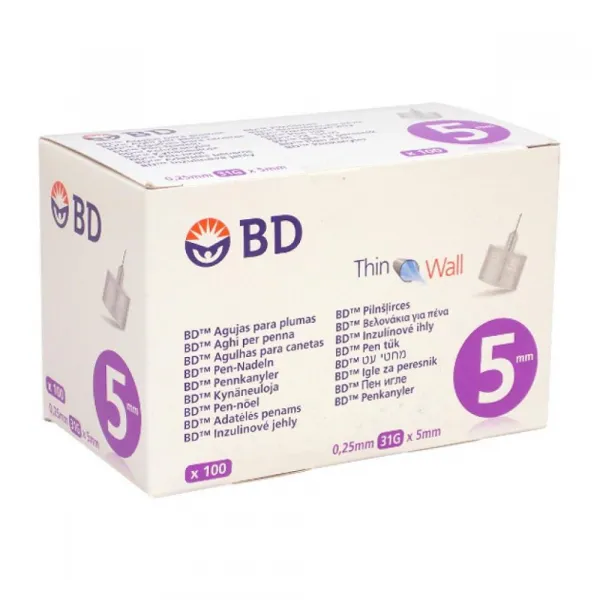 BD MICRO FINE PLUS inzulínové ihly do aplikátorov inzulínu 31G (0,25 x 5 mm) 100 ks