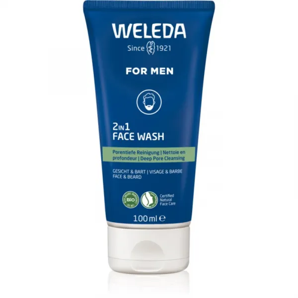 Weleda For Men 2v1 čistiaci gél na tvár a fúzy 100 ml