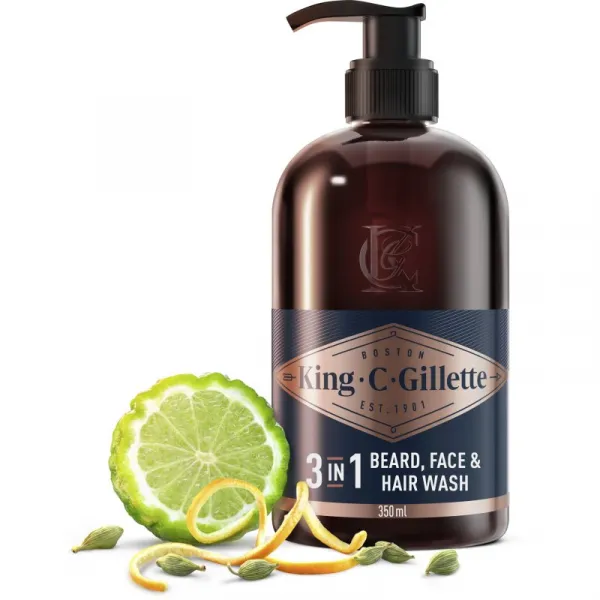 Gillette King C. Beard & Face Wash šampón na bradu 350 ml
