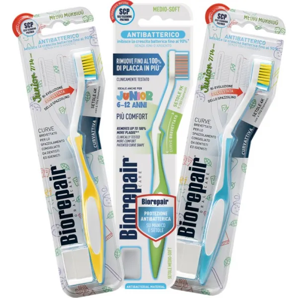 Biorepair Junior Medium/Soft zubná kefka pre deti 6-12 1 ks