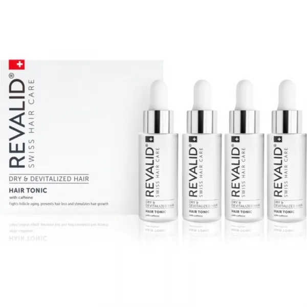 Revalid Hair Tonic energizujúce tonikum s kofeínom pre podporu rastu vlasov 4x30 ml