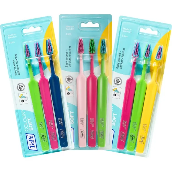 TePe Colour Soft zubné kefky soft 3 ks