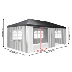 Garthen 71702 Záhradný párty stan - 3 x 6 m, antracit + 6 bočníc