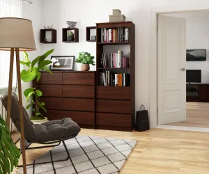 Ak furniture Knižnica Ronald 60 cm 3 zásuvky a 3 police wenge