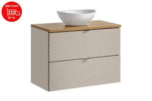 Comad Závesná skrinka Viva Cashmere s doskou a umývadlom 80 cm kašmír/dub evoke