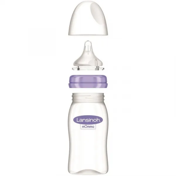 LANSINOH Fľaša sklenená dojčenská s NaturalWave® cumľom (M) 240ml