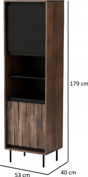 HALMAR Vitrína Swing 53 cm ořech/černá