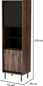 HALMAR Vitrína Swing 53 cm ořech/černá