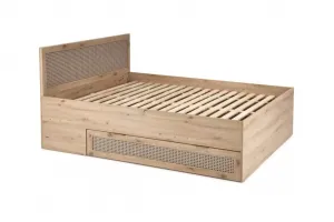 HALMAR Dvoulůžková postel Borneo K 160x200 s šuplíky dub artisan/černá