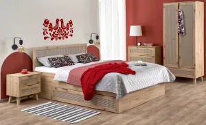 HALMAR Dvoulůžková postel Borneo K 160x200 s šuplíky dub artisan/černá