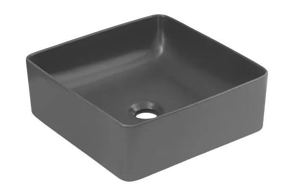 Comad Súprava keramického umývadla na dosku a výpuste Slim 40 cm tmavosivá