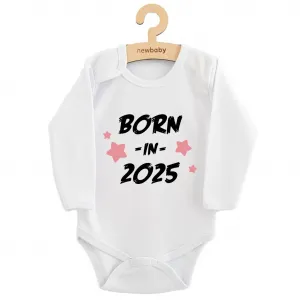 Detské body s potlačou New Baby BORN IN 2025 pink 68 (4-6m)