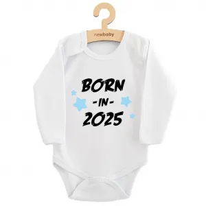 Detské body s potlačou New Baby BORN IN 2025 blue 68 (4-6m)