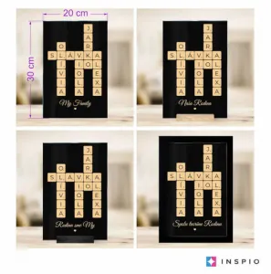 Luxusná sklenená plaketa – Scrabble