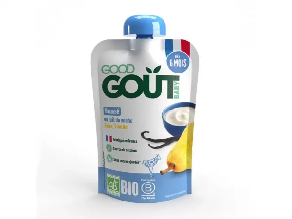 Good Gout Bio Hruškový jogurt s čučoriedkami 90 g,GOOD GOUT BIO Jogurt, hruška a vanilka 90 g – ovocný príkrm