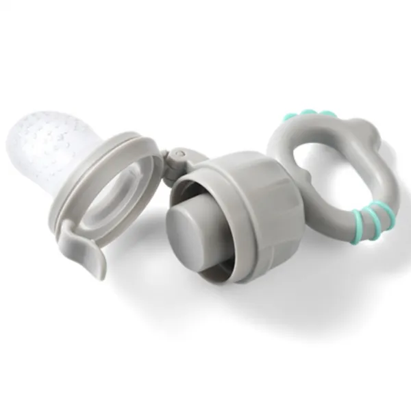 BABYONO - Cumlík silikónový na kŕmenie Dino grey 6m+