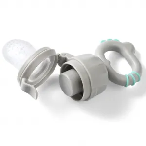 BABYONO - Cumlík silikónový na kŕmenie Dino grey 6m+