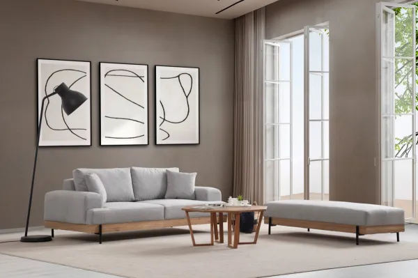 Hanah Home Taburet ETI 158 cm šedý/dub přírodní