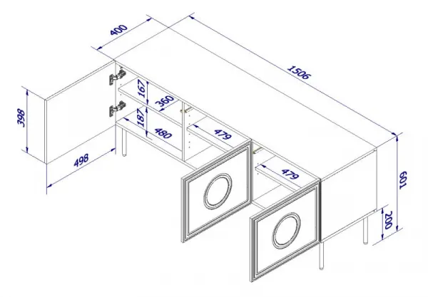 HALMAR Televízny stolík Palazzo 150 cm čierny/dub craft