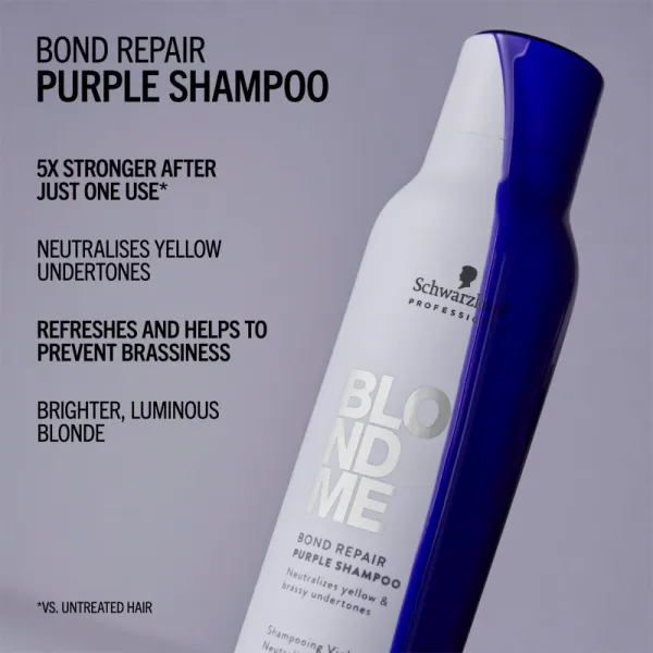 Schwarzkopf Professional Blondme Bond Repair Purple Shampoo fialový šampón pre blond vlasy 300 ml
