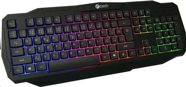 Herní klávesnice C-TECH Arcus (GKB-15), casual gaming, CZ/SK, duhové podsvícení, USB