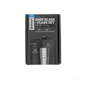 Stanley Adventure Pre-Party Shot Glass + Flask Set Matte Black Pebble 230ml-4 x 59ml Ploskačka-Pohár