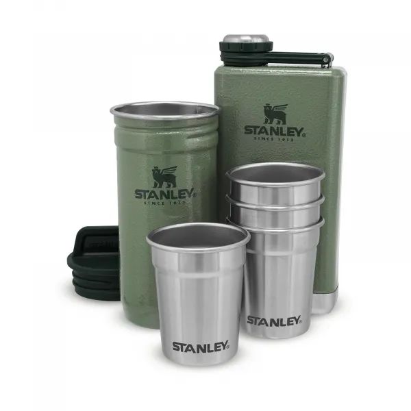 Stanley Adventure Pre-Party Shot Glass + Flask Set Matte Black Pebble 230ml-4 x 59ml Ploskačka-Pohár