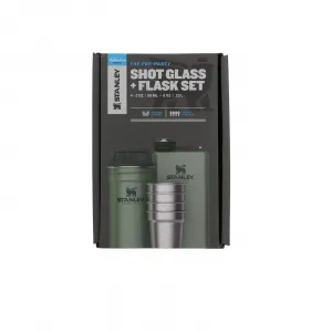 Stanley Adventure Pre-Party Shot Glass + Flask Set Matte Black Pebble 230ml-4 x 59ml Ploskačka-Pohár